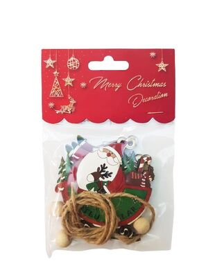 Yılbaşı Ahşap Çam Ağacı Süsü Noel Baba Model 3'Lü - 4