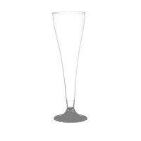 Ayaklı Plastik Kadeh Mika 120 ml Şampanya Mat Gümüş 6 Parça - 1