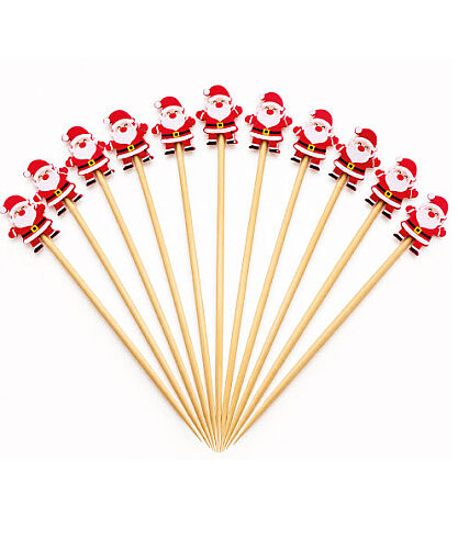 Bambu Noel Baba Model Kürdan 12 Parça - 