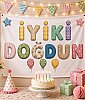 Bez Afiş Retro İyiki Doğdun 150*100 - 1