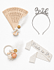 Bride Taç Kuşak Bileklik Yelpaze Kutulu Set - Gümüş - 1