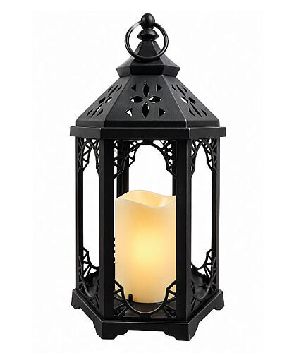 Dekoratif Fener Siyah Camsız 35 cm - 