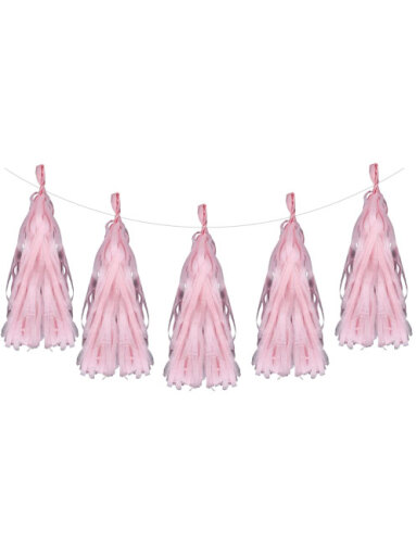 Dekoratif Garland Püsküllü Süs 5 Parça Pembe - 4