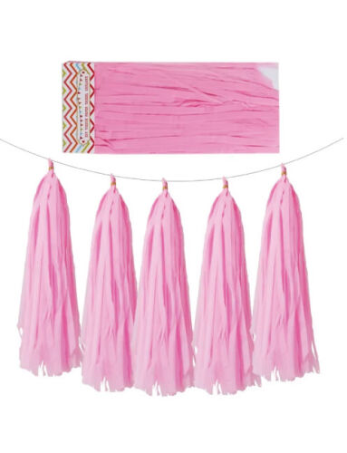 Dekoratif Garland Püsküllü Süs 5 Parça Pembe - 2