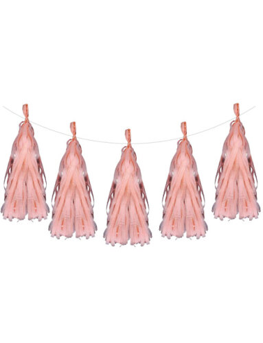 Dekoratif Garland Püsküllü Süs 5 Parça Rose Gold - 4