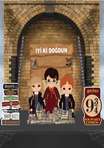 Dekoratif Kişiye Özel Ayaklı Pano Seti Harry Potter 3 Parça - 