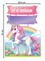 Dekoratif Kişiye Özel Ayaklı Pano Seti Unicorn 5 Parça - 3