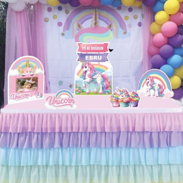 Dekoratif Kişiye Özel Ayaklı Pano Seti Unicorn 5 Parça - 