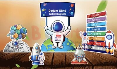 Dekoratif Kişiye Özel Ayaklı Pano Seti Uzay 5 Parça - 2