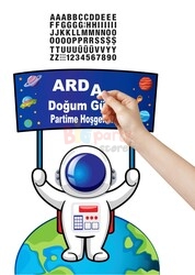 Dekoratif Kişiye Özel Ayaklı Pano Seti Uzay 5 Parça - 3