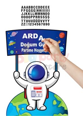 Dekoratif Kişiye Özel Ayaklı Pano Seti Uzay 5 Parça - 3
