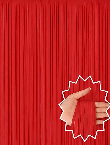 Dekoratif Püsküllü Masa Eteği Mat Kırmızı 1*1 Metre - 2