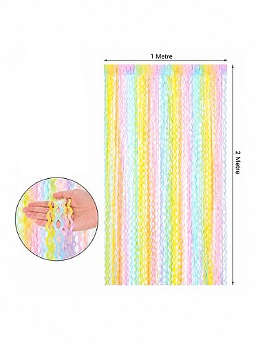 Dekoratif Püsküllü Saçak Perde 1x2 Metre Pastel Dalgalı - 2