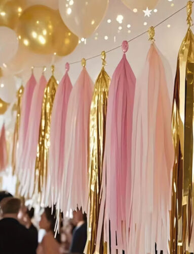 Dekoratif Püsküllü Süs 4.2 Metre 20 Parça Rengarenk Rose Gold - 3