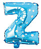 Folyo Balon 40 cm Harf Yıldızlı Mavi - Z - 1
