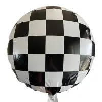 Folyo Balon Dama Desenli Siyah - Beyaz 18 İnç - 1