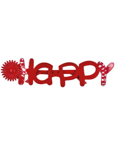 Gözlük Çiçekli Happy Kırmızı - 