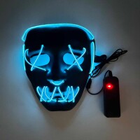 Halloween Maske Anonim Neon Mavi Işıklı - 1