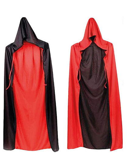 Halloween Pelerin 150 Cm Çift Taraflı Kapüşonlu Lüks - 