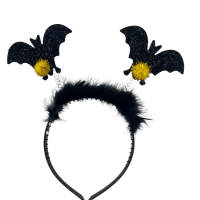 Halloween Taç Yarasa Tüylü Siyah - 1