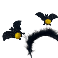 Halloween Taç Yarasa Tüylü Siyah - 2