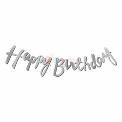 Kaligrafi Banner Happy Birthday Gümüş - 2