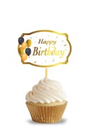 Kürdan Happy Birthday Varak Baskılı Beyaz Zemin 10 Parça - 3