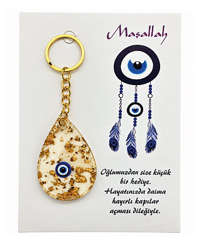 Hediyelik Anahtarlık Epoksi Mavi Nazar Boncuklu Model 20 Parça - 