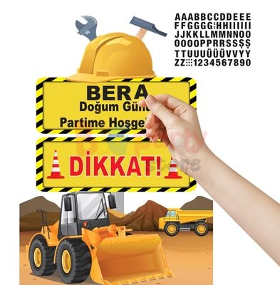 Dekoratif Kişiye Özel Ayaklı Pano Seti İnşaat 3 Parça - 4