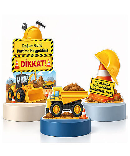 Dekoratif Kişiye Özel Ayaklı Pano Seti İnşaat 3 Parça - 