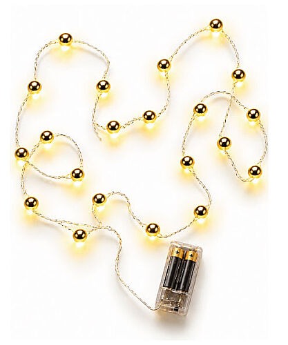 Işık Led İnci Toplu 2 metre Pilli Altın - 