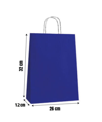Kağıt Çanta Büklüm Sap 26 x 32 x 12 Cm Koyu Mavi 25 Parça - 2