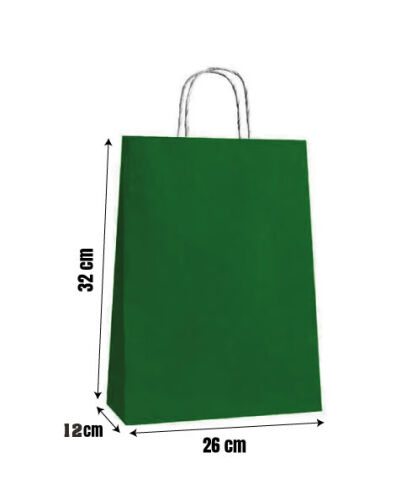 Kağıt Çanta Büklüm Sap 26 x 32 x 12 Cm Koyu Yeşil 25 Parça - 2
