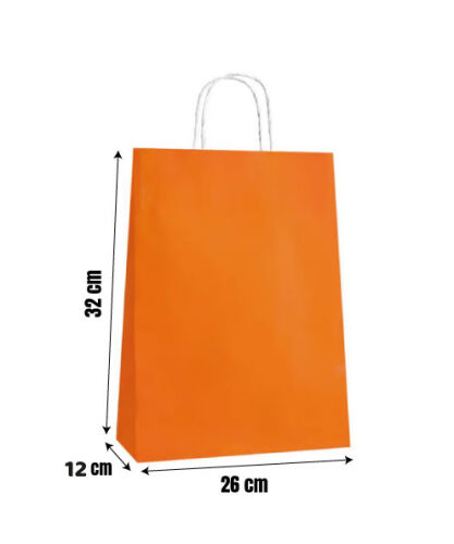 Kağıt Çanta Büklüm Sap 26x32x12 Cm Turuncu 25'li - 2