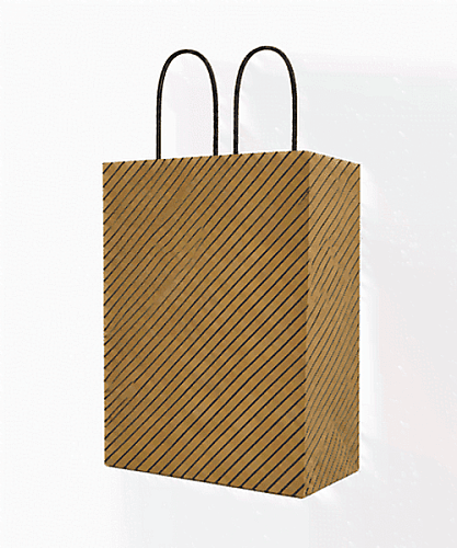 Kağıt Çanta Büklüm Sap 26x32x12 Çizgili 25 Parça - 