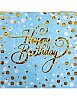 Kağıt Peçete Varak baskılı Happy Birthday Mavi 20 Parça - 1