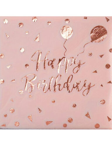 Kağıt Peçete Varak baskılı Happy Birthday Pembe 20 Parça - 