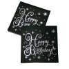 Kağıt Peçete Varaklı Happy Birthday Siyah Gümüş baskılı 20 Parça - 2