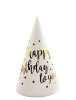 Kağıt Şapka Varaklı Happy Birthday Temalı Beyaz 6 Parça - 1