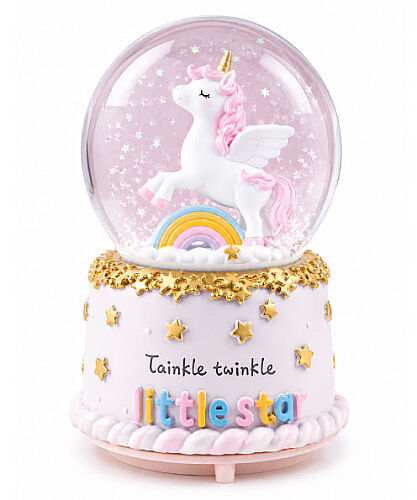 Kar Küresi Orta Boy Pilli Unicorn - 