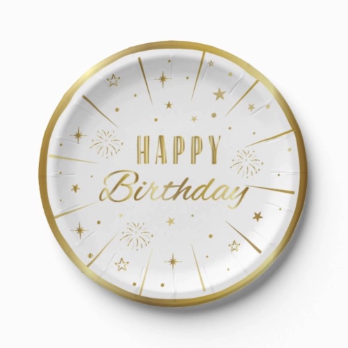 Karton Tabak Gold Varaklı Happy Birthday 23 cm 6 Parça - 3