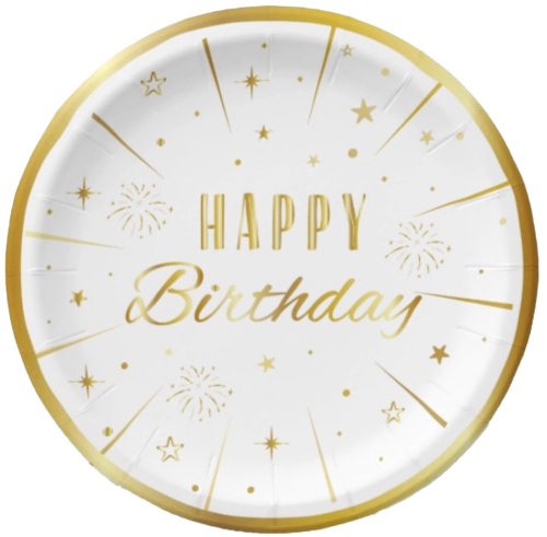 Karton Tabak Gold Varaklı Happy Birthday 23 cm 6 Parça - 2
