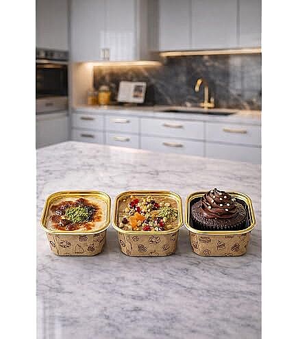 Kek Kapsülü Kraft Baskılı Laminasyonlu Kare 6*6*4 cm 20'li - 2