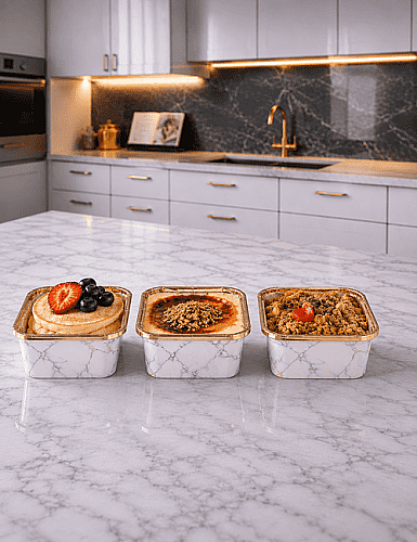 Kek Kapsülü Mermer Desen Laminasyonlu Kare 6*6*4 cm 20'li Beyaz Gümüş - 2