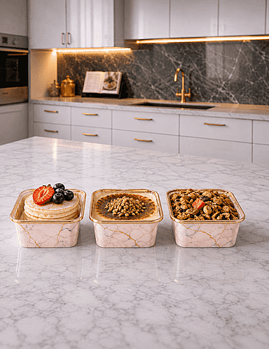 Kek Kapsülü Mermer Desen Laminasyonlu Kare 6*6*4 cm 20'li Pembe - 2
