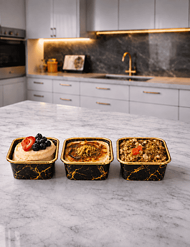 Kek Kapsülü Mermer Desen Laminasyonlu Kare 6*6*4 cm 20'li Siyah - 2