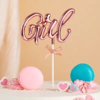 Krom Renk Pasta Üstü Çubuklu Süs Girl Pembe - 2