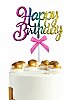 Krom Renk Pasta Üstü Çubuklu Happy Birthday Renkli - 1