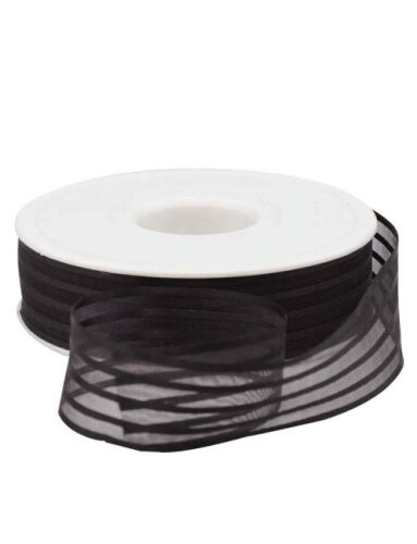 Kurdele Şifon Şeritli 2.5 Cm 20 Metre Siyah - 