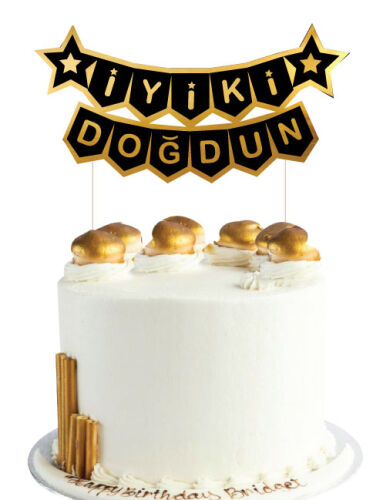 Kürdan Pasta Üstü İyiki Doğdun Varaklı Siyah - 